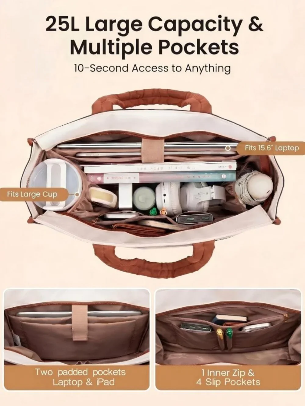 Stylish Work Tote Bag for Women, 17.3